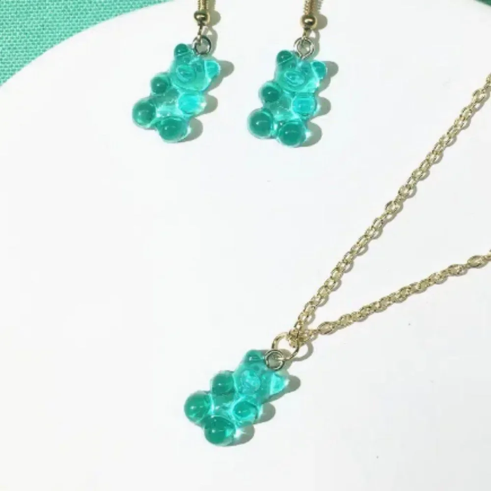 Gummy Bear Pendant Necklace & Drop Earrings - Picture 1 of 4